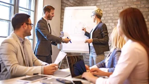 Entrepreneur en réunion avec son mentor business